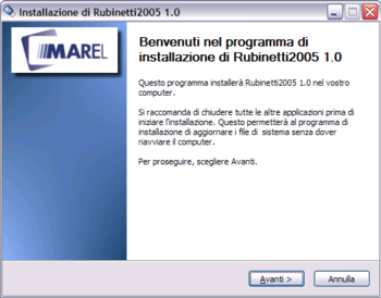 Utility di installazione guidata di Rubinetti2005